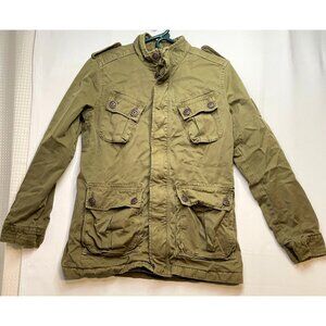 Lucky Brand Army jacket womens XS distressed military olive green work